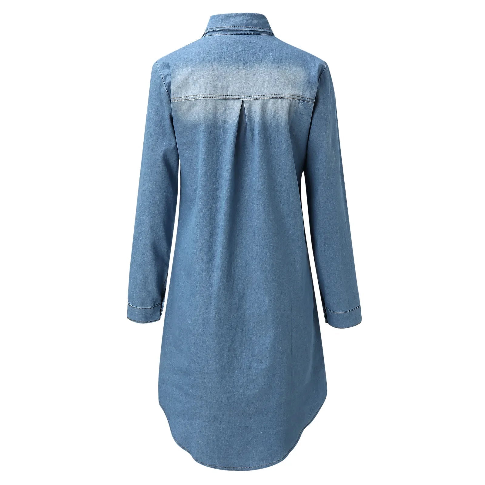 Fashionable Short Sleeve Midi Denim Slim Pockets Zipper Casual Party  Dress Mssaz Desses
