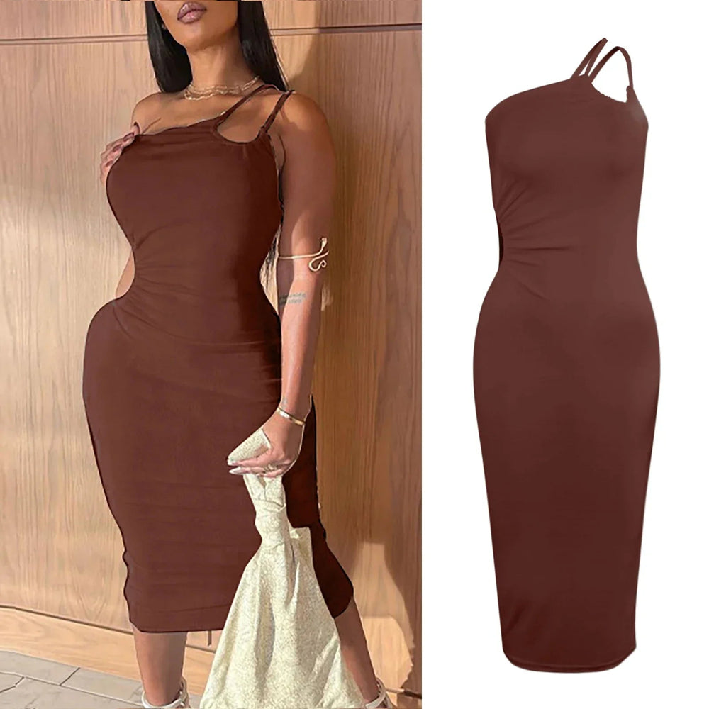 White Black Strap Bodycon  Streetwear Party Club Elegant Clothes Midi Dress Mssaz Desses