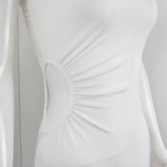 White Black Strap Bodycon  Streetwear Party Club Elegant Clothes Midi Dress Mssaz Desses