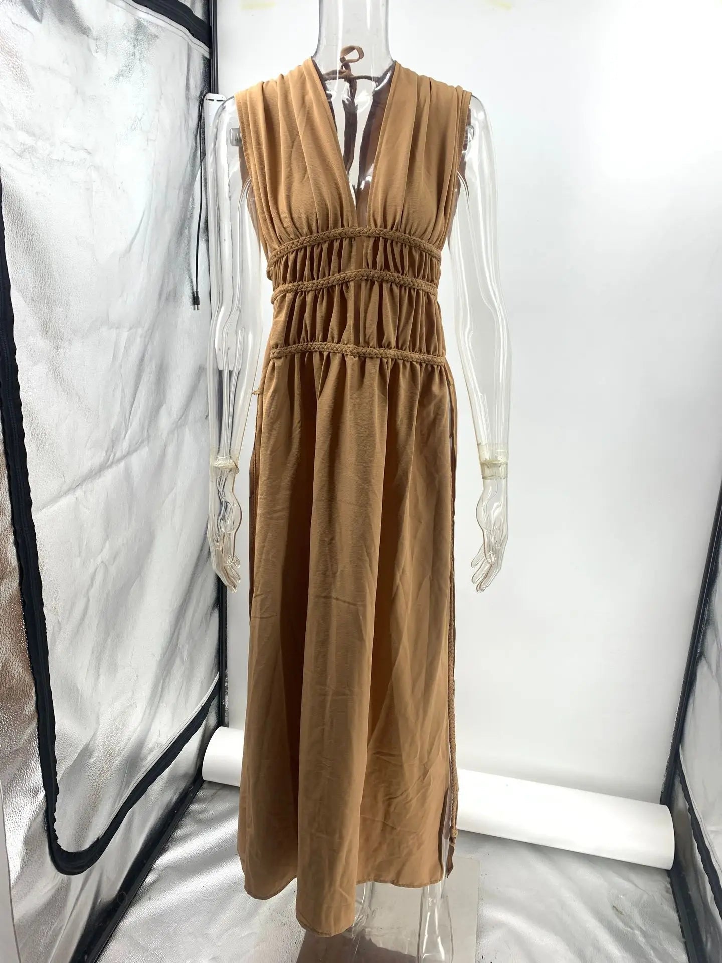 Hollow Out Off Shoulder Backless High Split Maxi Dress Mssaz Desses