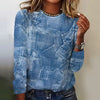 Elegant Polyster Cowboys Pullover Splicing Print Long Sleeves T-shirts Mssza