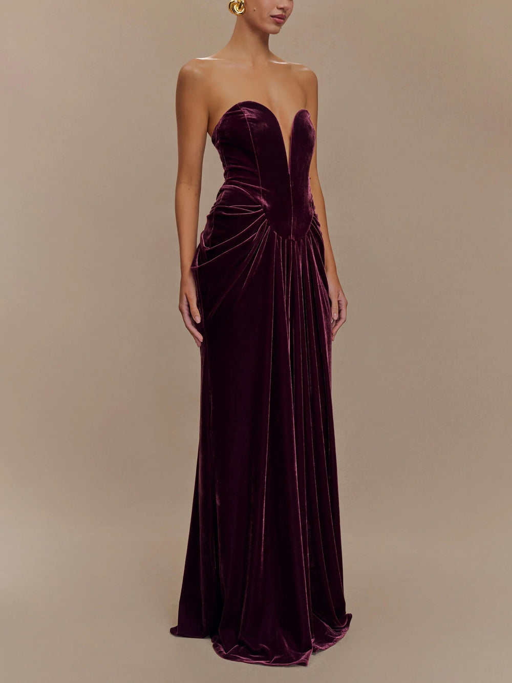 Strapless Velvet Maxi Dress Plum Mssaz Desses