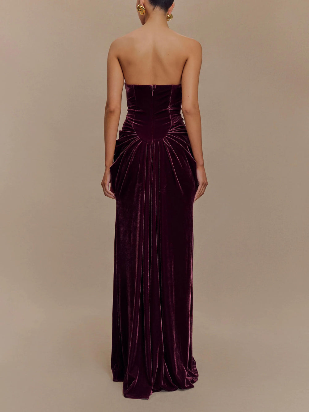 Strapless Velvet Maxi Dress Plum Mssaz Desses