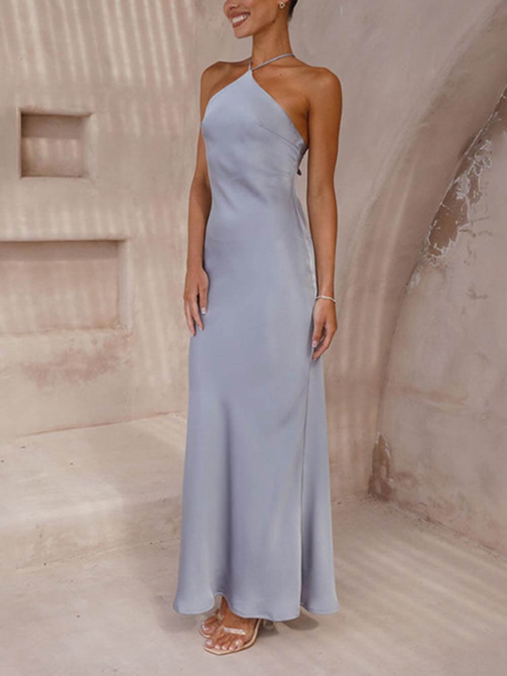 Unique Neckless Backless Maxi Dresses Mssaz Desses