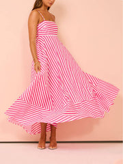 Striped Thin Strappy Midi Dress Mssaz Desses