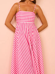 Striped Thin Strappy Midi Dress Mssaz Desses