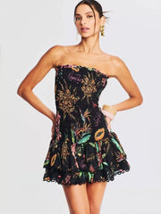 Ruched Elastic Corset Lace Trim Mini Dress Mssaz Desses