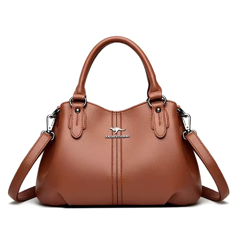 3 Layers Casual Soft Leather Luxury Messenger Tote Shoulder Crossbody Bags Mssza