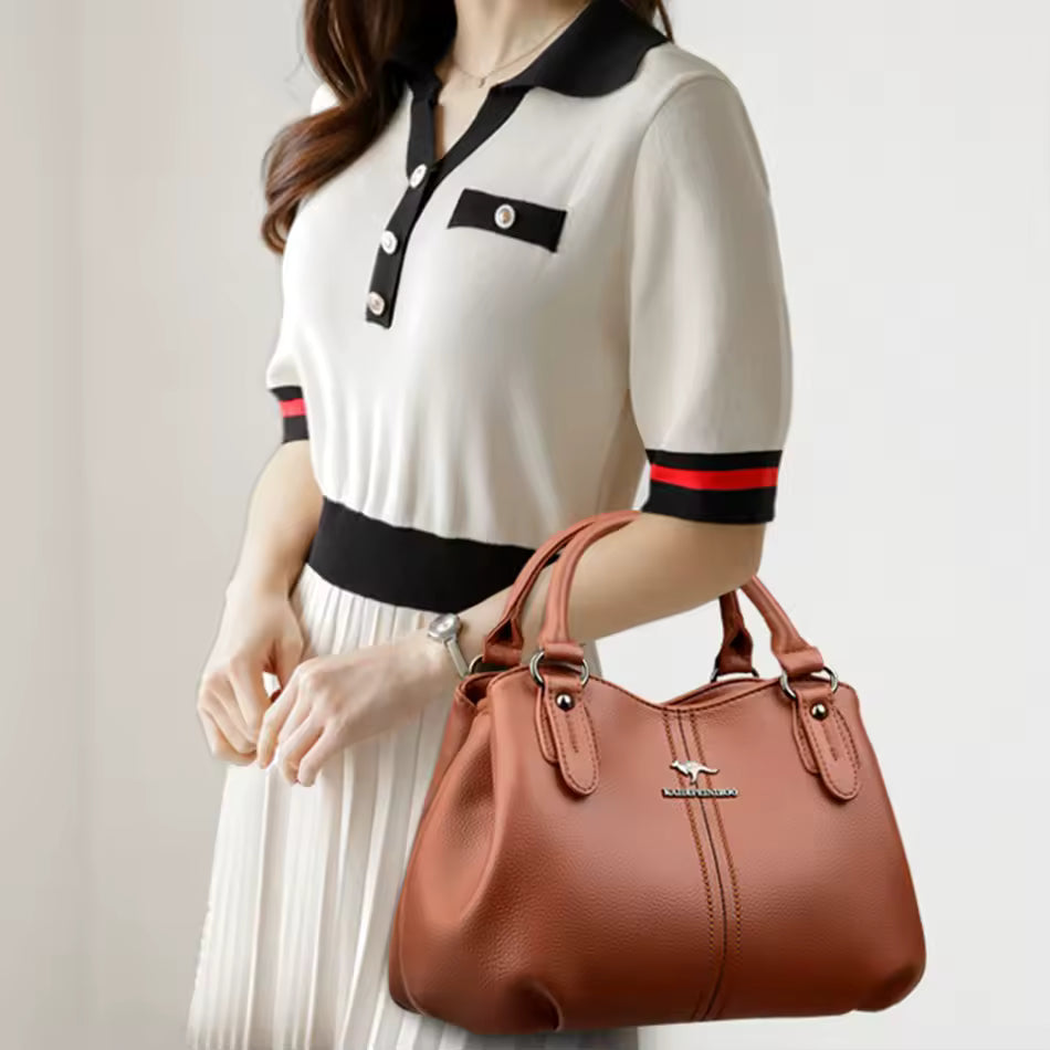 3 Layers Casual Soft Leather Luxury Messenger Tote Shoulder Crossbody Bags Mssza