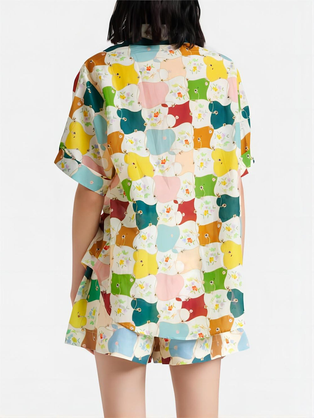 Fashionable Graffiti Print Shirt Shorts Set Mssaz Desses