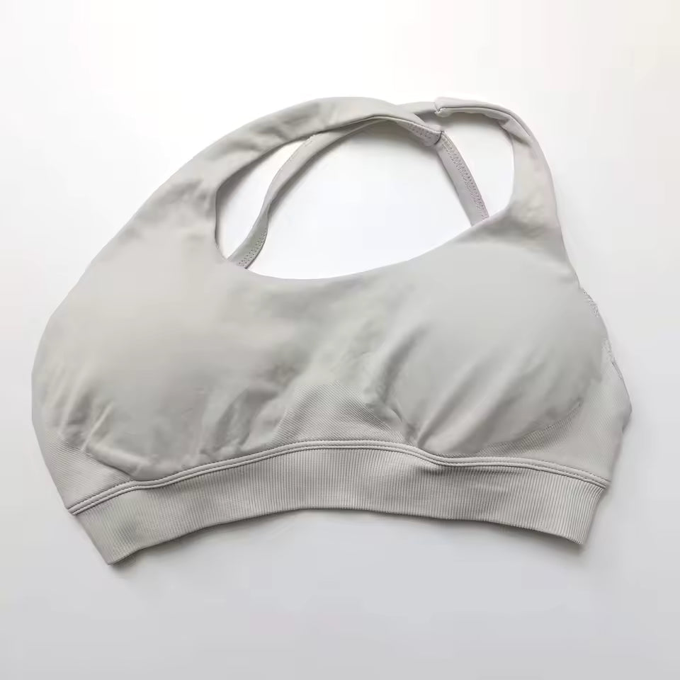Casual Impact Asymmetric Nylon Backless Halter Fitness Gym Top Mssza