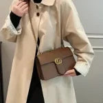 Retro Synthetic Leather Single Versatile Chain Small Square Shoulder Crossbody Bag Mssza