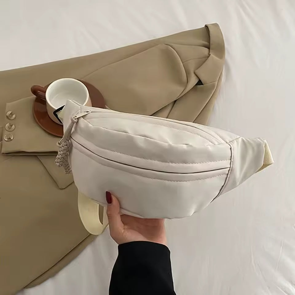Casual Nylon Solid Color Canvas Waterproof Hiking Chest Crossbody Bag Mssza