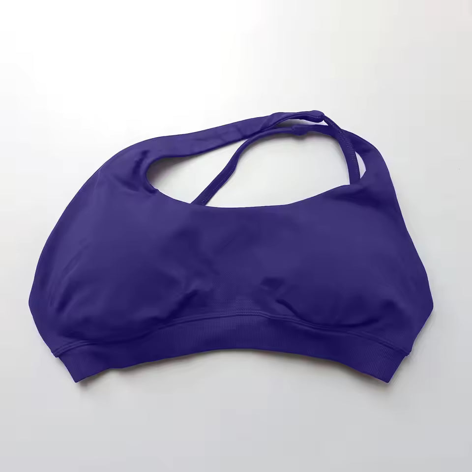 Casual Impact Asymmetric Nylon Backless Halter Fitness Gym Top Mssza