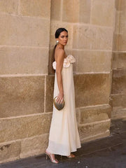 3D Flower Patchwork Sleeveless Backless Elegant  Party Maxi Dress Mssaz Desses
