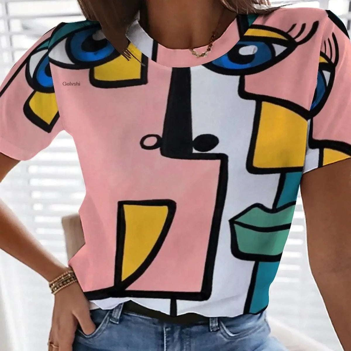 3D Painting Short Sleeve Tees Casual O-neck Tops Mssza