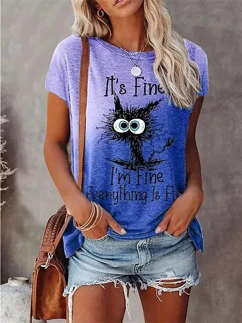 3D Print Cartoon Cats Fine Casual Short Sleeve T Shirt Mssza