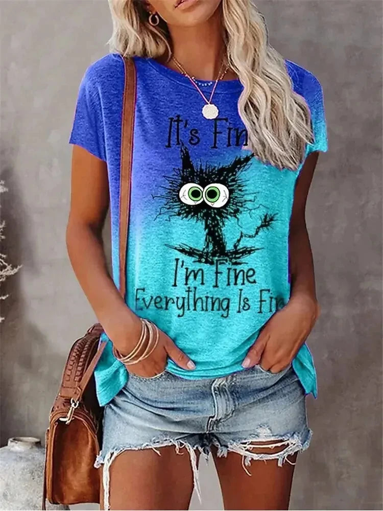 3D Print Cartoon Cats Fine Casual Short Sleeve T Shirt Mssza
