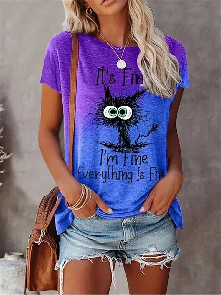 3D Print Cartoon Cats Fine Casual Short Sleeve T Shirt Mssza