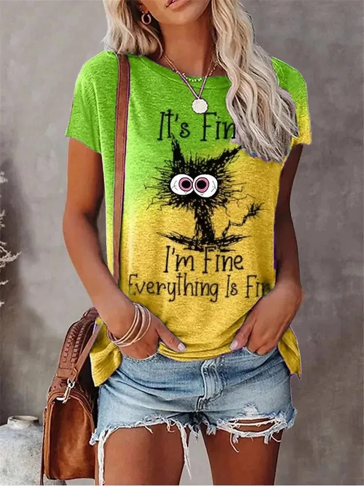 3D Print Cartoon Cats Fine Casual Short Sleeve T Shirt Mssza