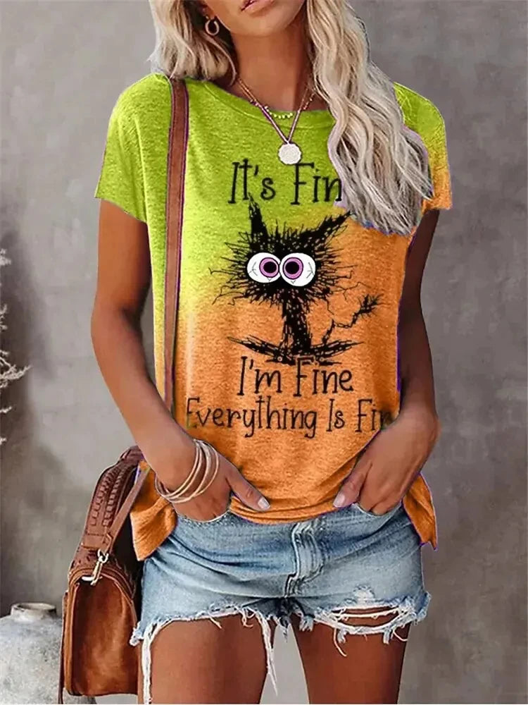 3D Print Cartoon Cats Fine Casual Short Sleeve T Shirt Mssza