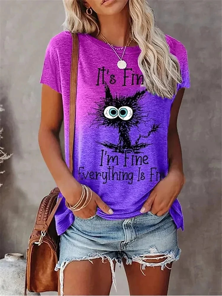 3D Print Cartoon Cats Fine Casual Short Sleeve T Shirt Mssza