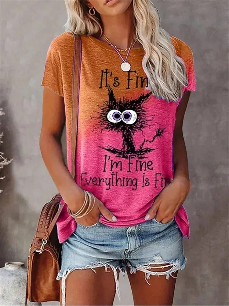 3D Print Cartoon Cats Fine Casual Short Sleeve T Shirt Mssza