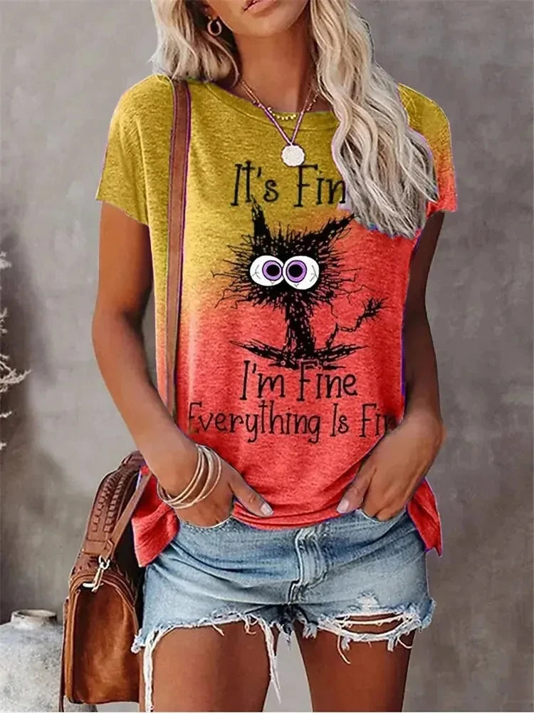 3D Print Cartoon Cats Fine Casual Short Sleeve T Shirt Mssza