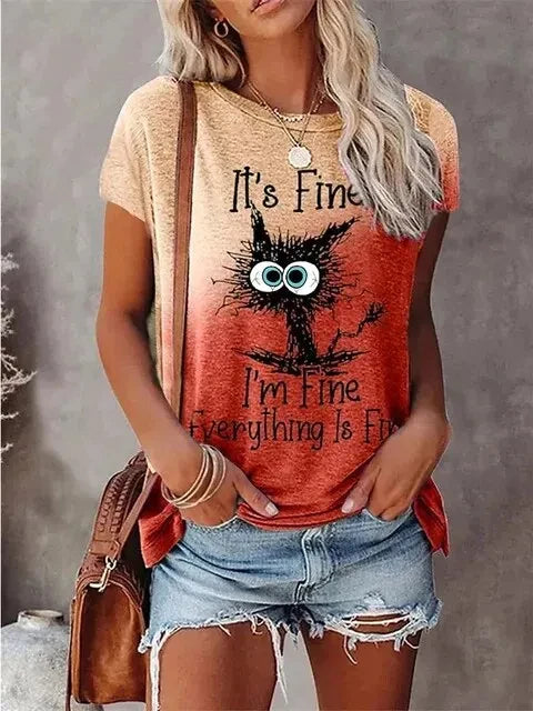 3D Print Cartoon Cats Fine Casual Short Sleeve T Shirt Mssza
