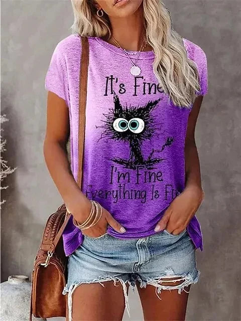 3D Print Cartoon Cats Fine Casual Short Sleeve T Shirt Mssza