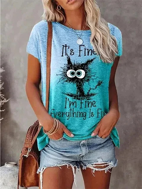 3D Print Cartoon Cats Fine Casual Short Sleeve T Shirt Mssza