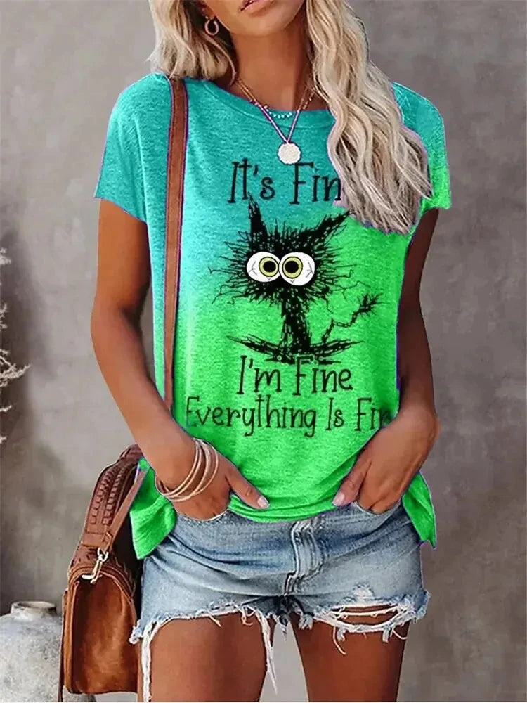 3D Print Cartoon Cats Fine Casual Short Sleeve T Shirt Mssza