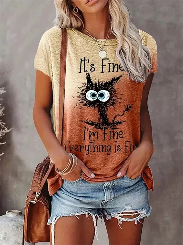 3D Print Cartoon Cats Fine Casual Short Sleeve T Shirt Mssza