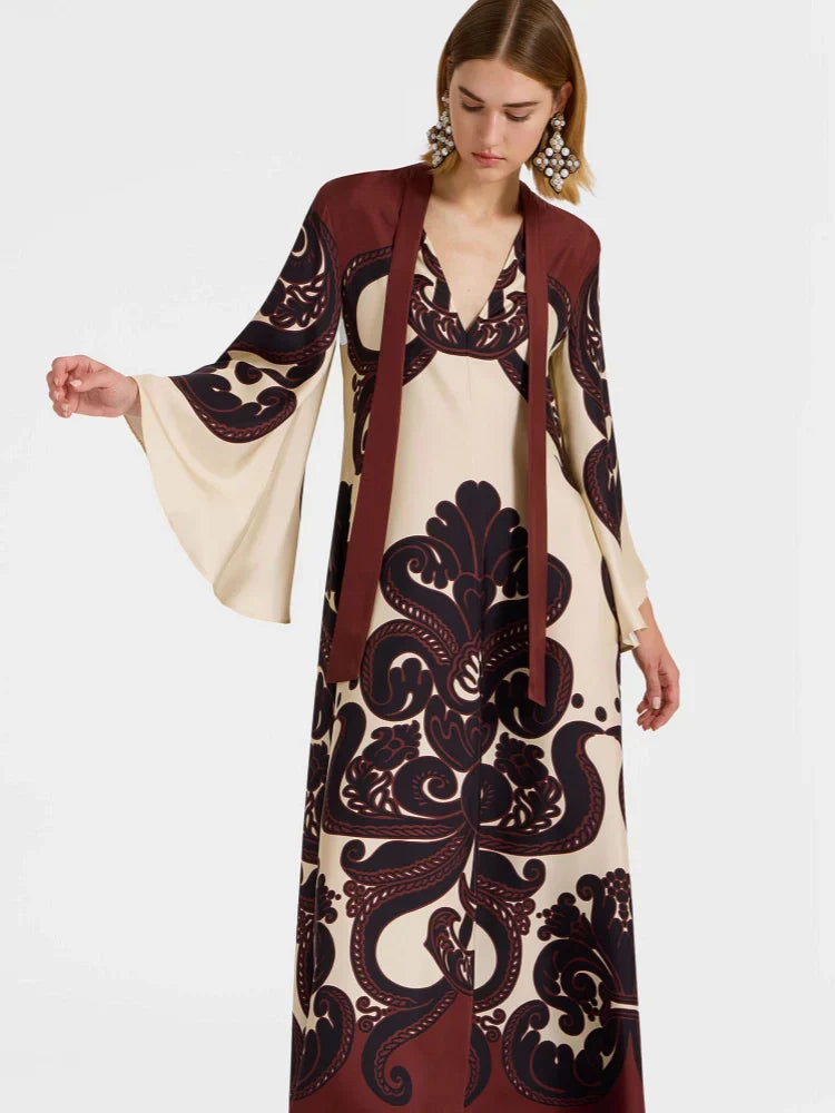 Grenadilla Print Satin Dress Mssaz Desses