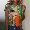3d Floral Girls Face Painting Short Sleeve Tees Oversized T-Shirts Mssza