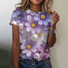 3d Floral Printing O-Neck Short Sleeve Tees Tops Mssza