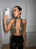 Casual Leopard Print Metal Sequins Halter Neck Tank Tops Mssza