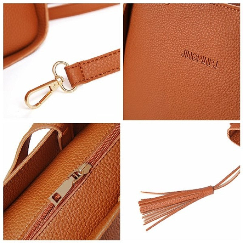 4 PCS PU Leather High-end Handbags For Women Shoulder Bags Mssza