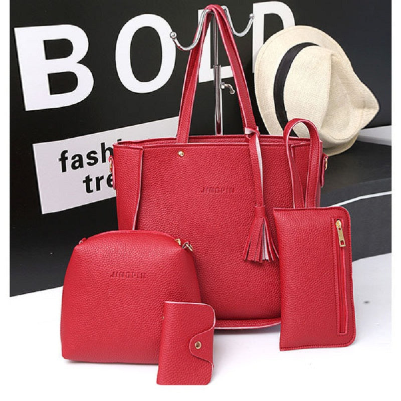 4 PCS PU Leather High-end Handbags For Women Shoulder Bags Mssza