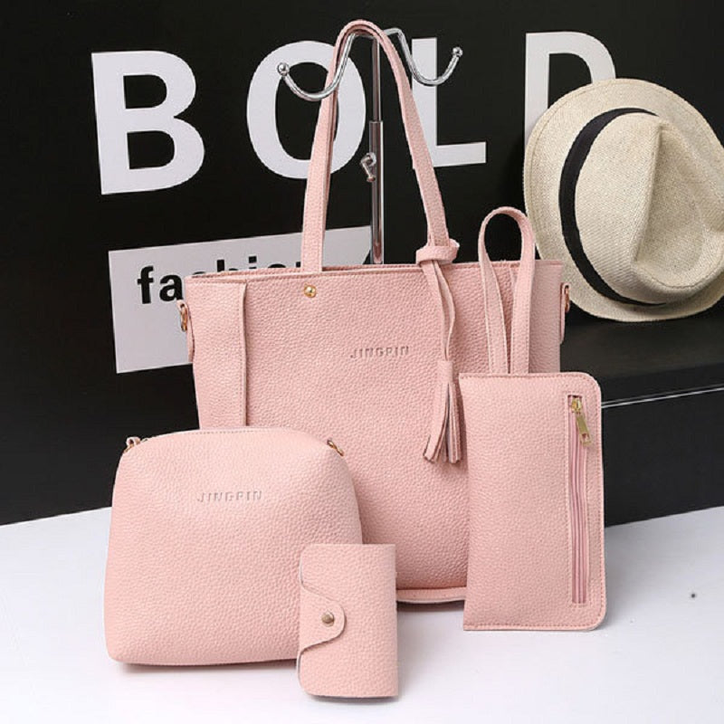 4 PCS PU Leather High-end Handbags For Women Shoulder Bags Mssza