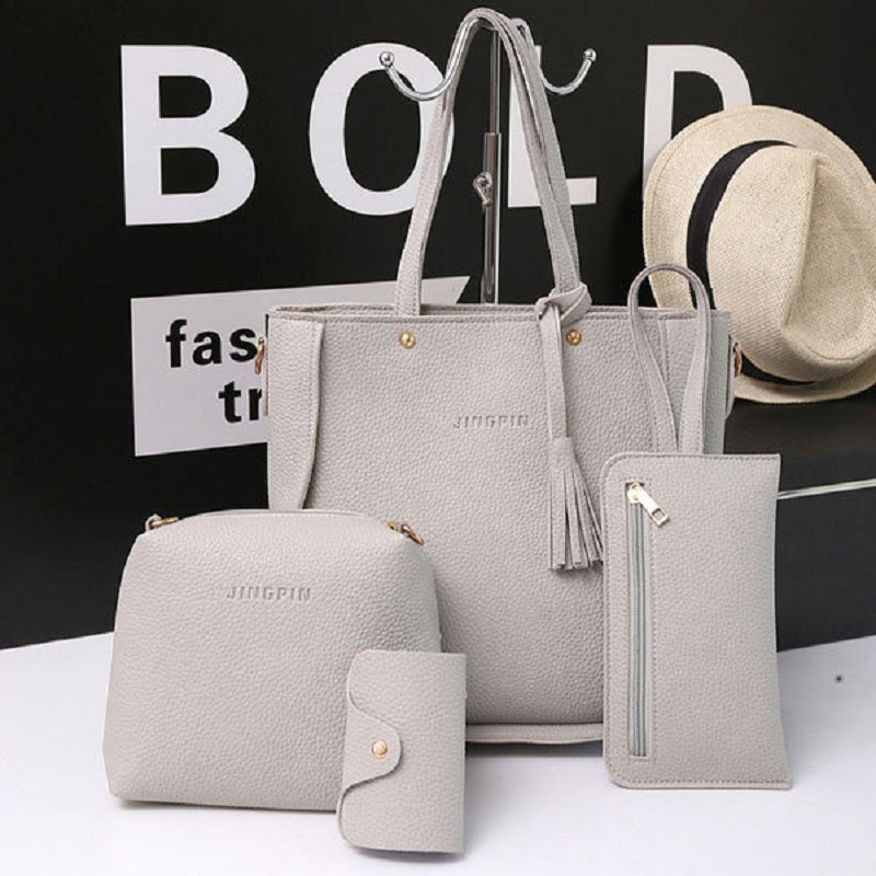 4 PCS PU Leather High-end Handbags For Women Shoulder Bags Mssza