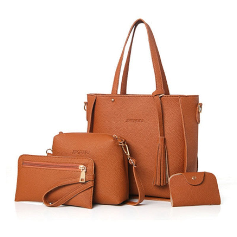 4 PCS PU Leather High-end Handbags For Women Shoulder Bags Mssza
