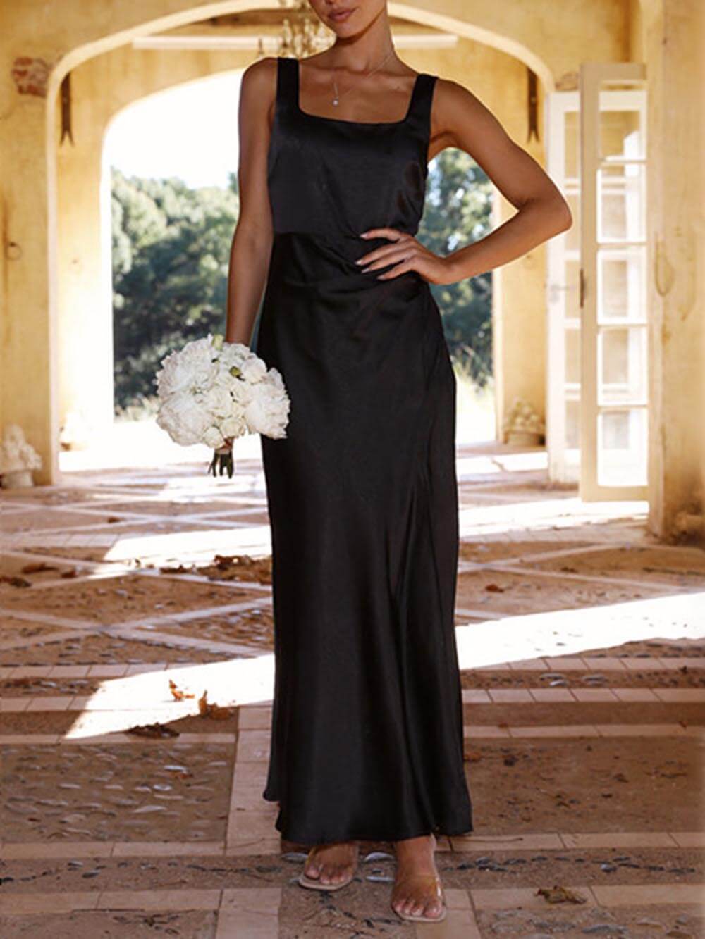 Halter Satin Bridesmaid Prom Maxi Dresses Mssaz Desses