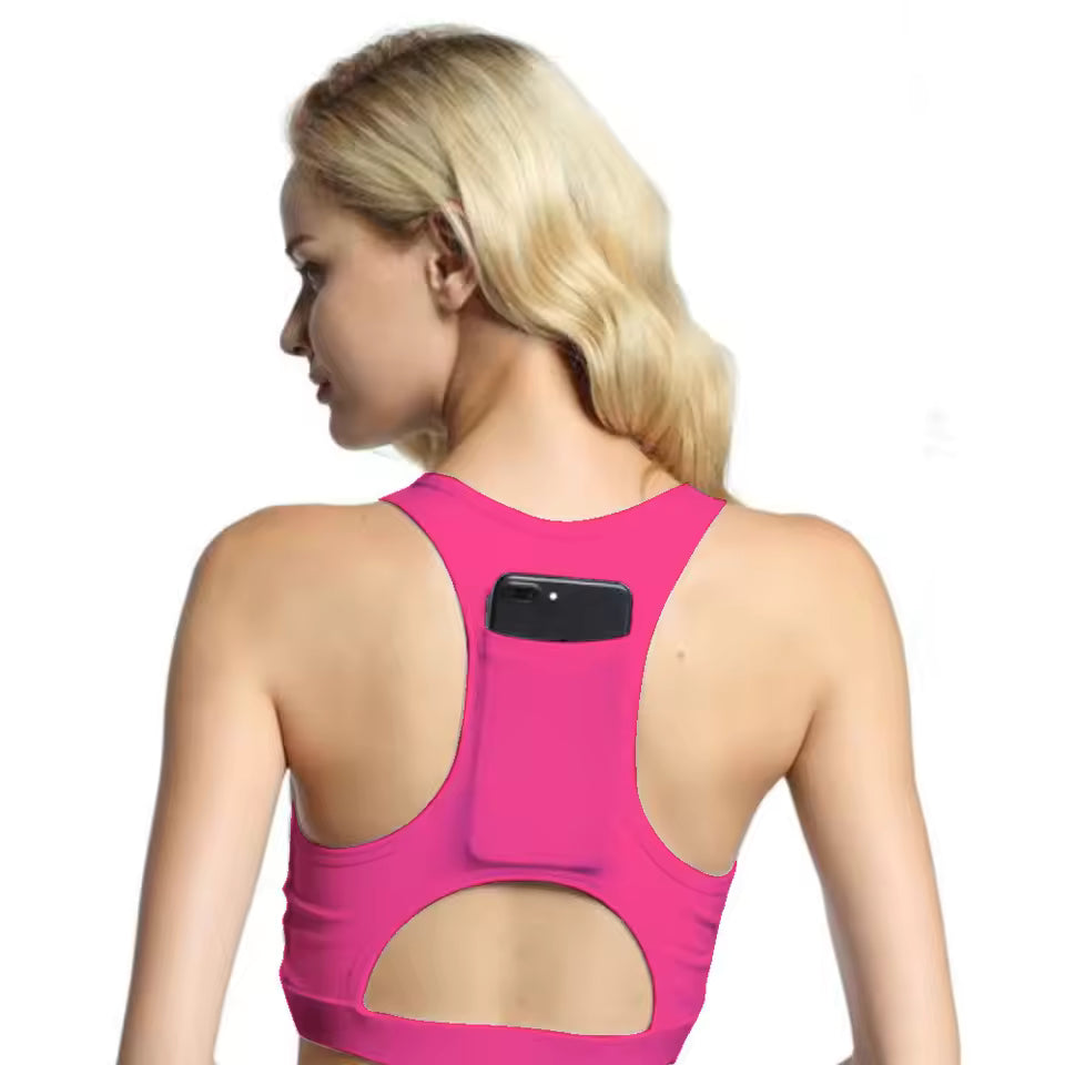 Casual With Phone Pocket Compression Padded Sport Bra Sportswear Mssza