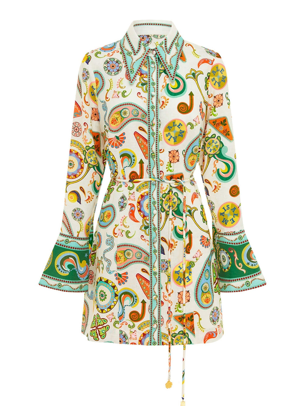 Exquisite And Fashionable Printed Trumpet Sleeve Mini Dress Mssaz Desses