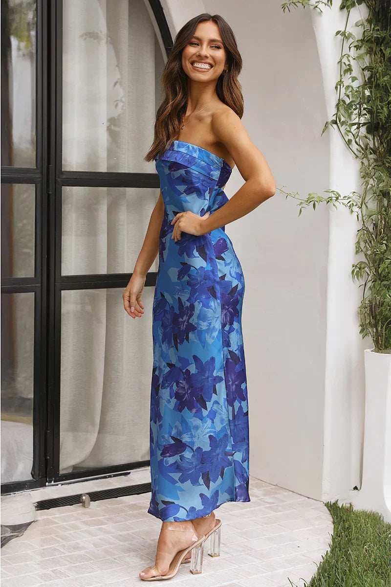 Miya Maxi Dress Blue Floral Mssaz Desses