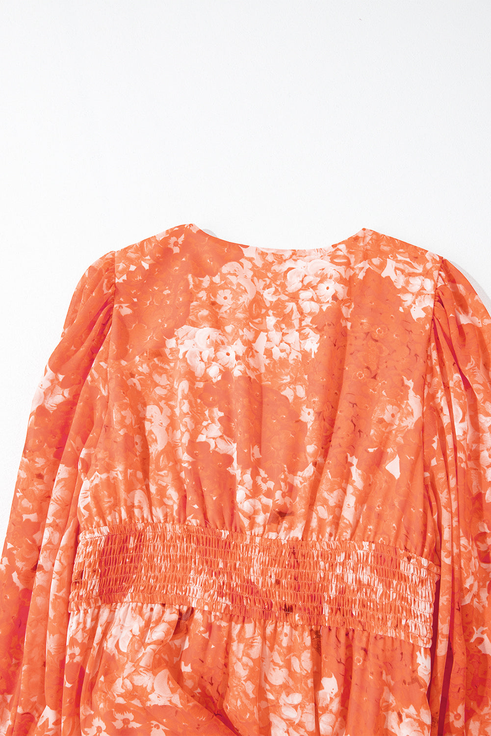 Orange Boho Floral Bishop Sleeve V Neck Tiered Maxi Dress Mssaz Desses