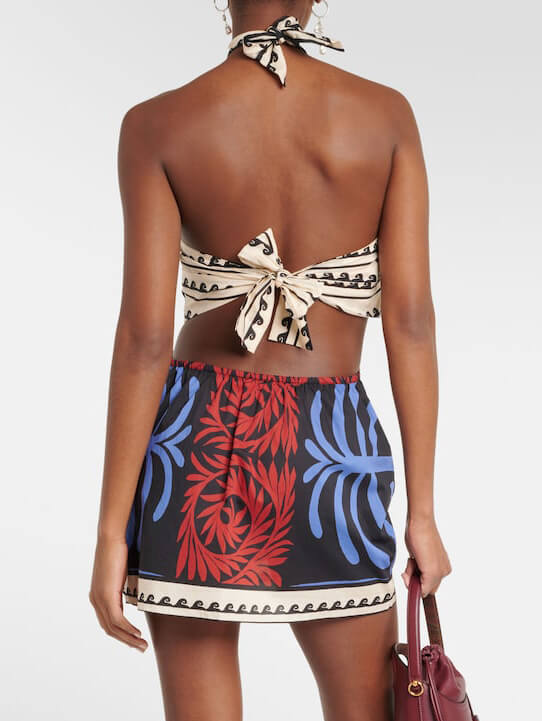 Unique  Print Halter Neck Mini Dress Mssaz Desses