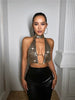 Casual Leopard Print Metal Sequins Halter Neck Tank Tops Mssza