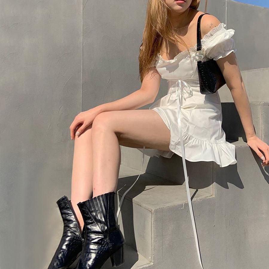 elegant bow white female mini dress Mssaz Desses